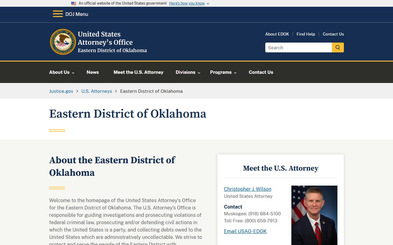 Murray County arrest records and federal court charges through the U.S. Attorney for the Eastern District of Oklahoma