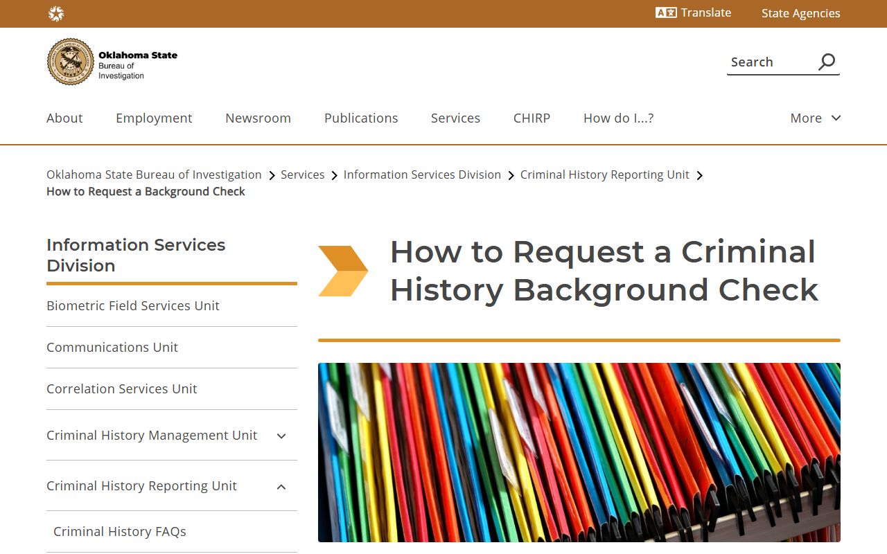 Murray County criminal court records compared with OSBI background check request instructions