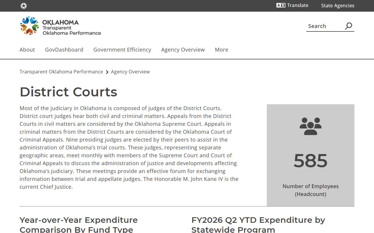 Oklahoma District Courts overview describing Murray County court records access